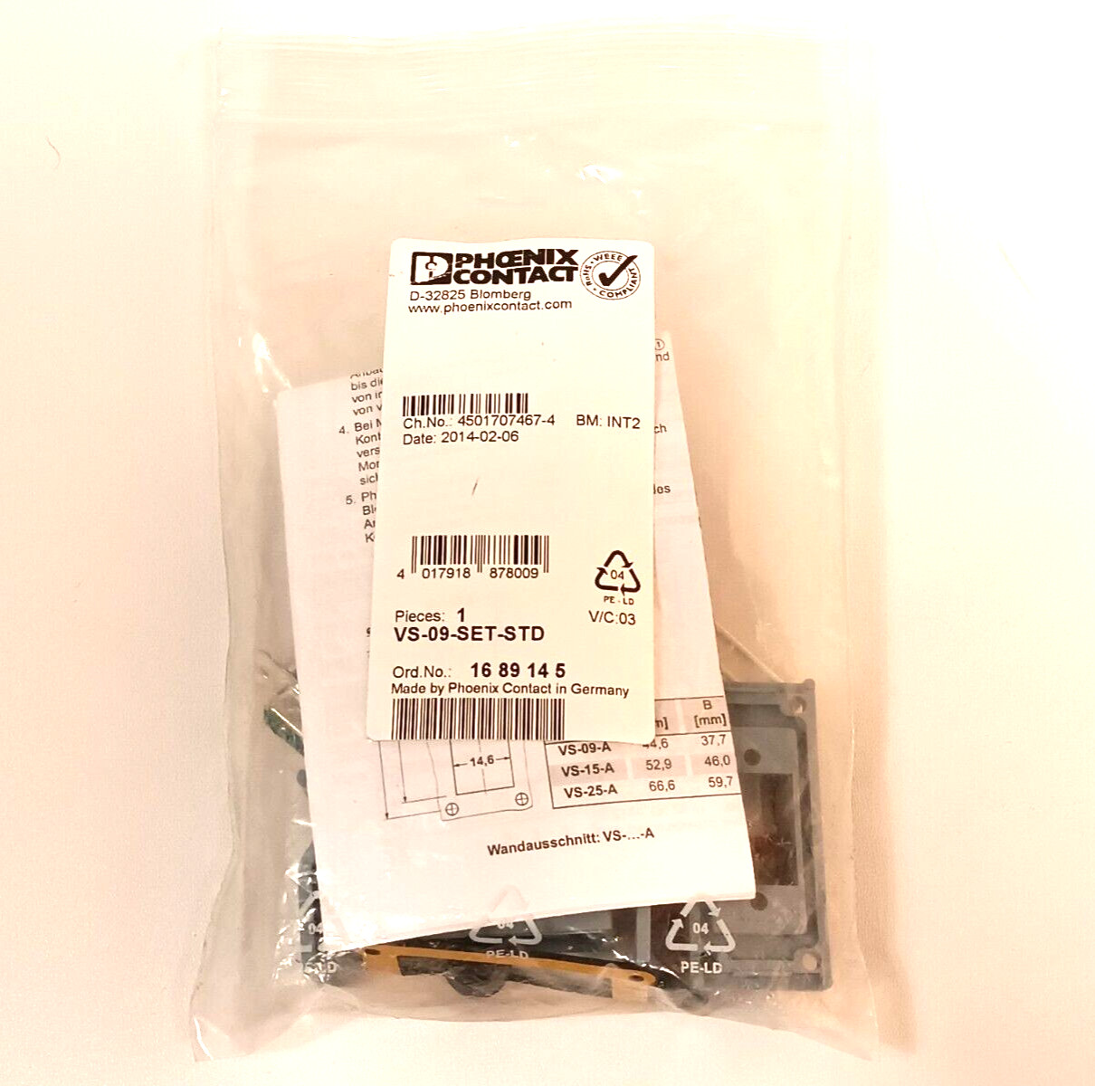 Phoenix Contact VS-09-SET-STD Connector Plug VS09SETSTD