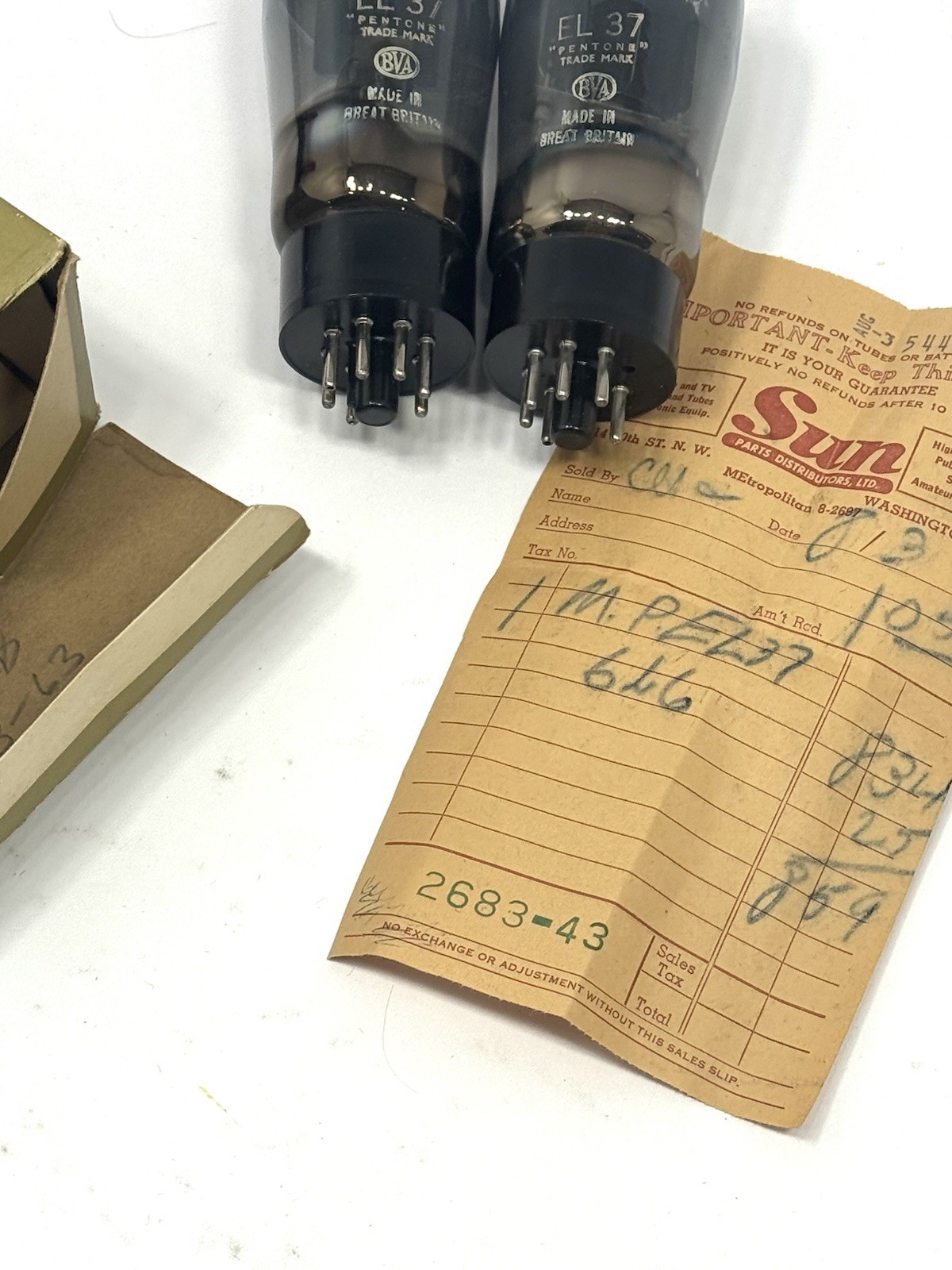 Mullard EL37 Matched Pair Vacuum Tubes Excellent Test G2U