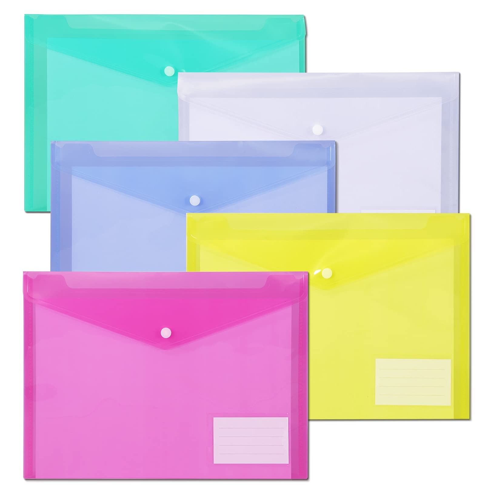 10 Pack Plastic Envelopes for Documents, Clear Folders with Label Pockets, 5 ...