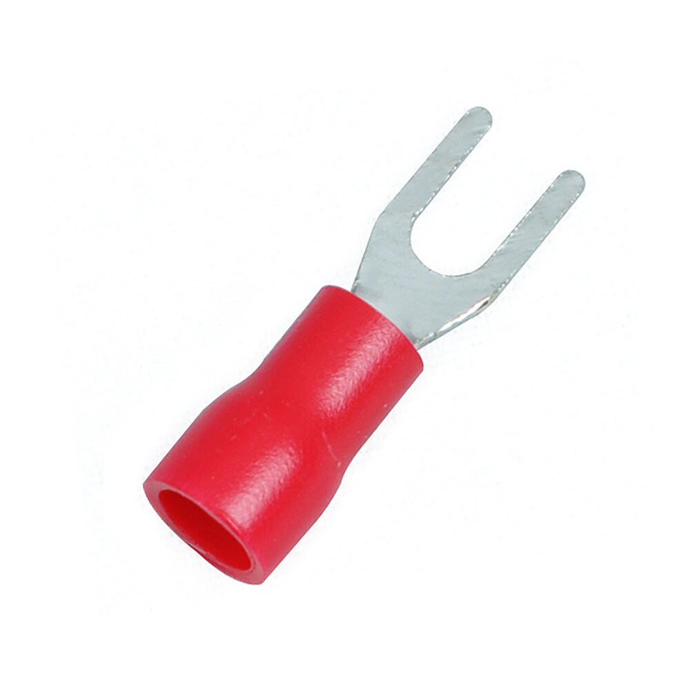 1000 × Red 22-16 AWG #4 Insulated Crimp Spade Fork U Terminal Wire Connectors