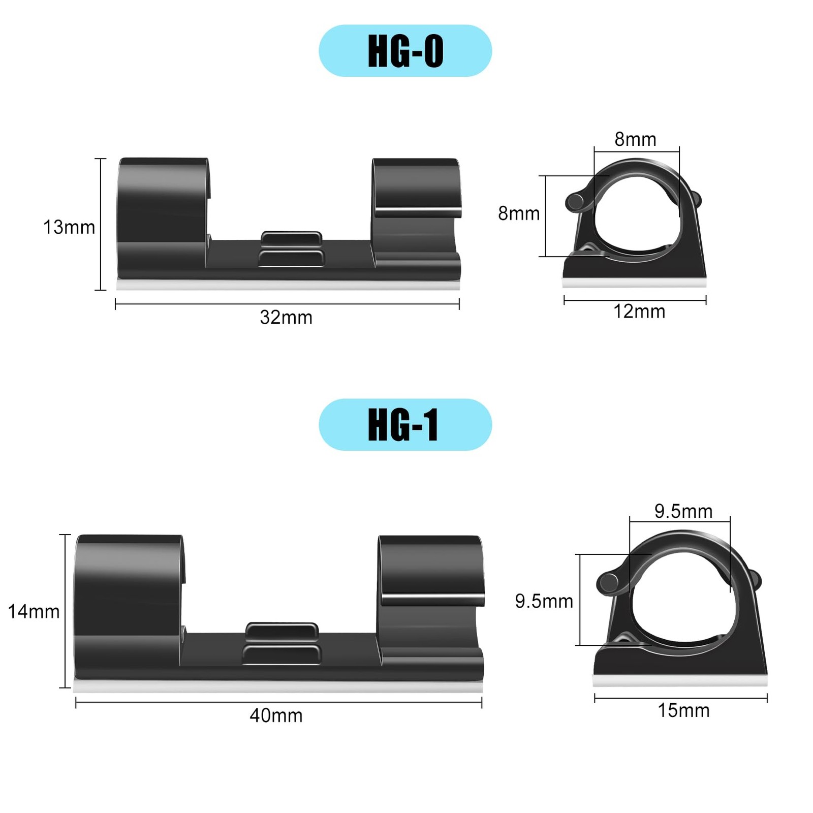 XHF 50pcs Medium Self Adhesive Cable Clips Black,Wire Clips Cable Management ...