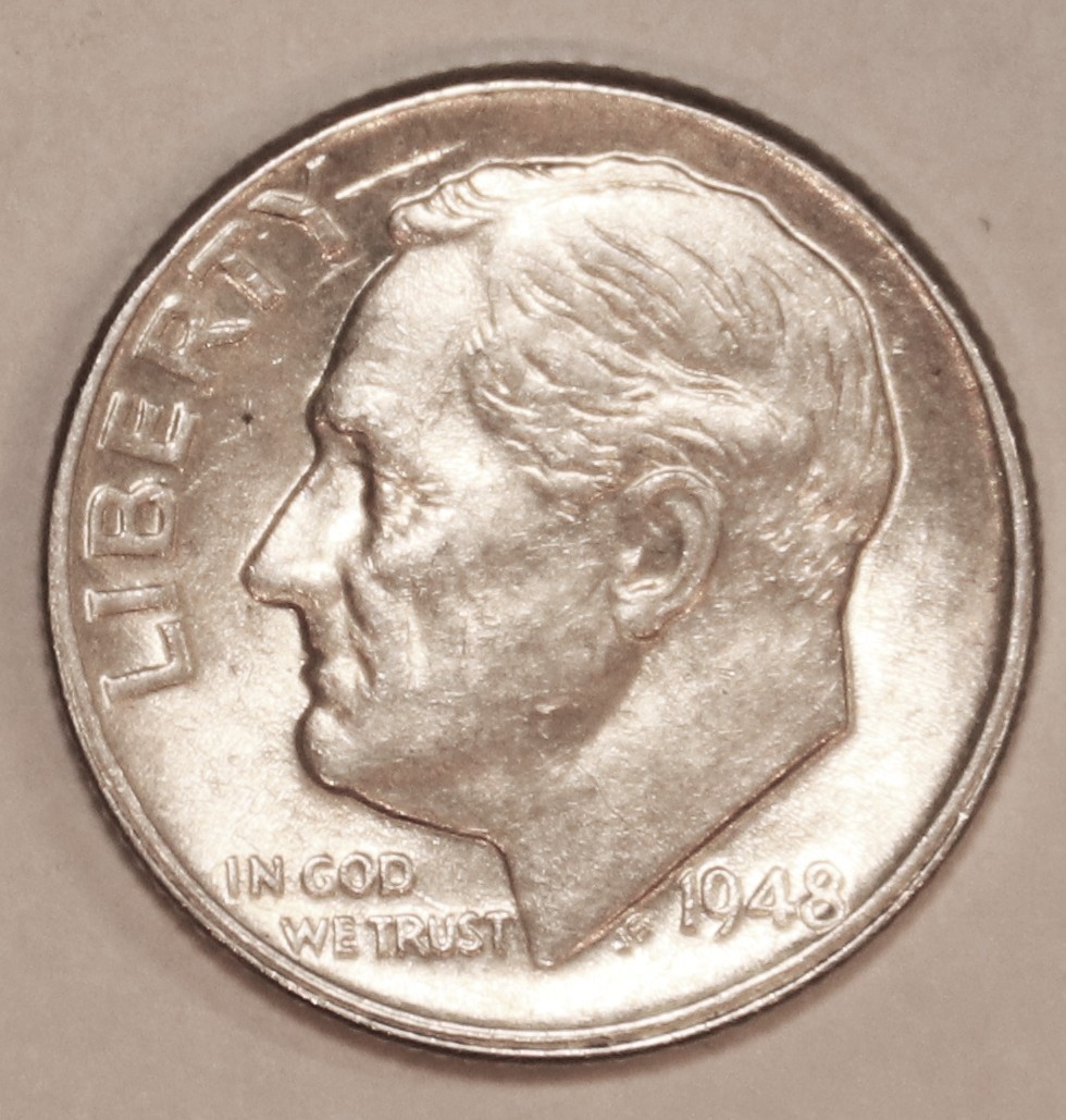 1948-P Roosevelt Silver Dime - AU - #4125G FREE SHIPPING