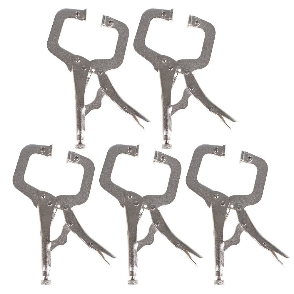 5 Pack 6 Inch Swivel Pad Locking C-Clamp Pliers With Entrained Rotary Gasket