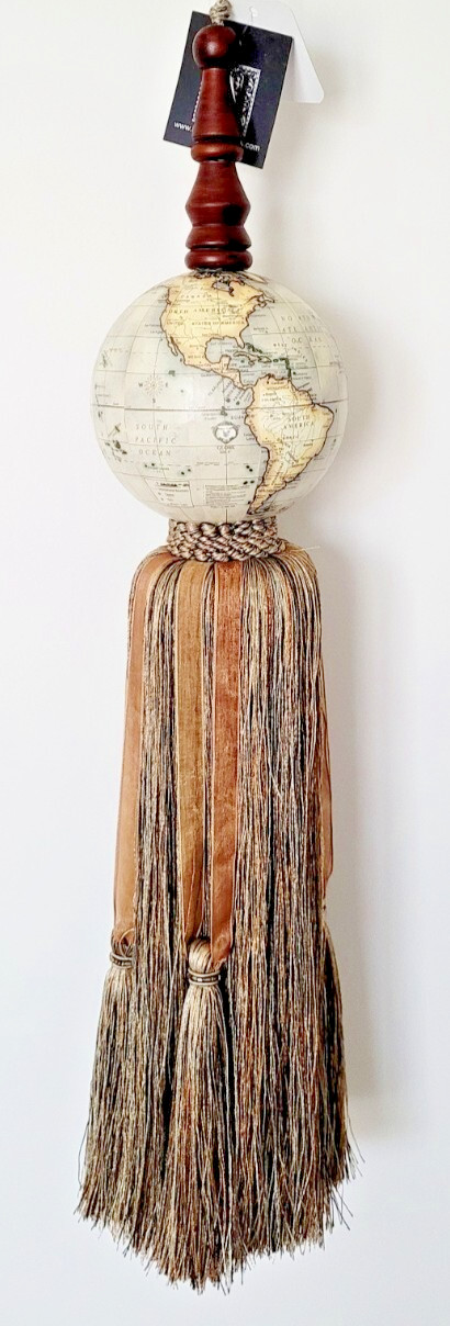 Rare Olde World Globe Map Large Drapery Tassel 23" Long antique Office Decor