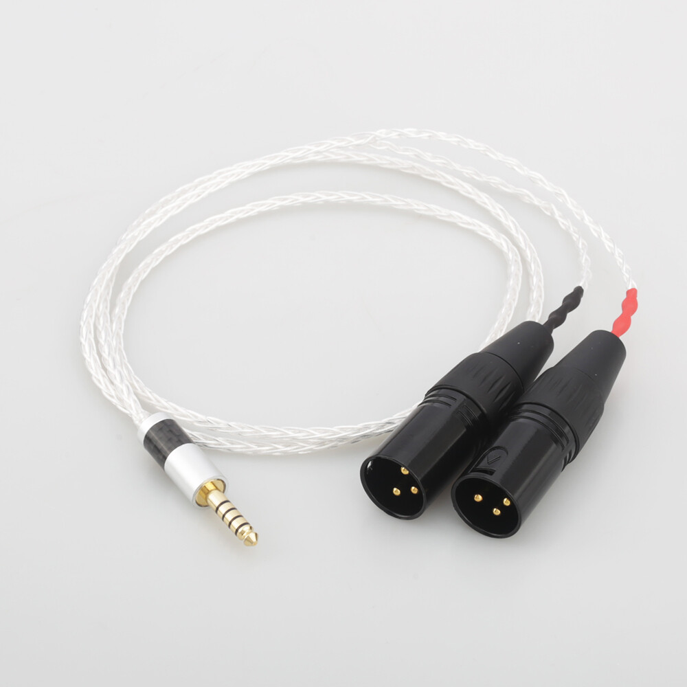 8Cores Silver Plated 4.4mm Balanced Male to Dual 2x 3pin XLR Balanced Male Wire