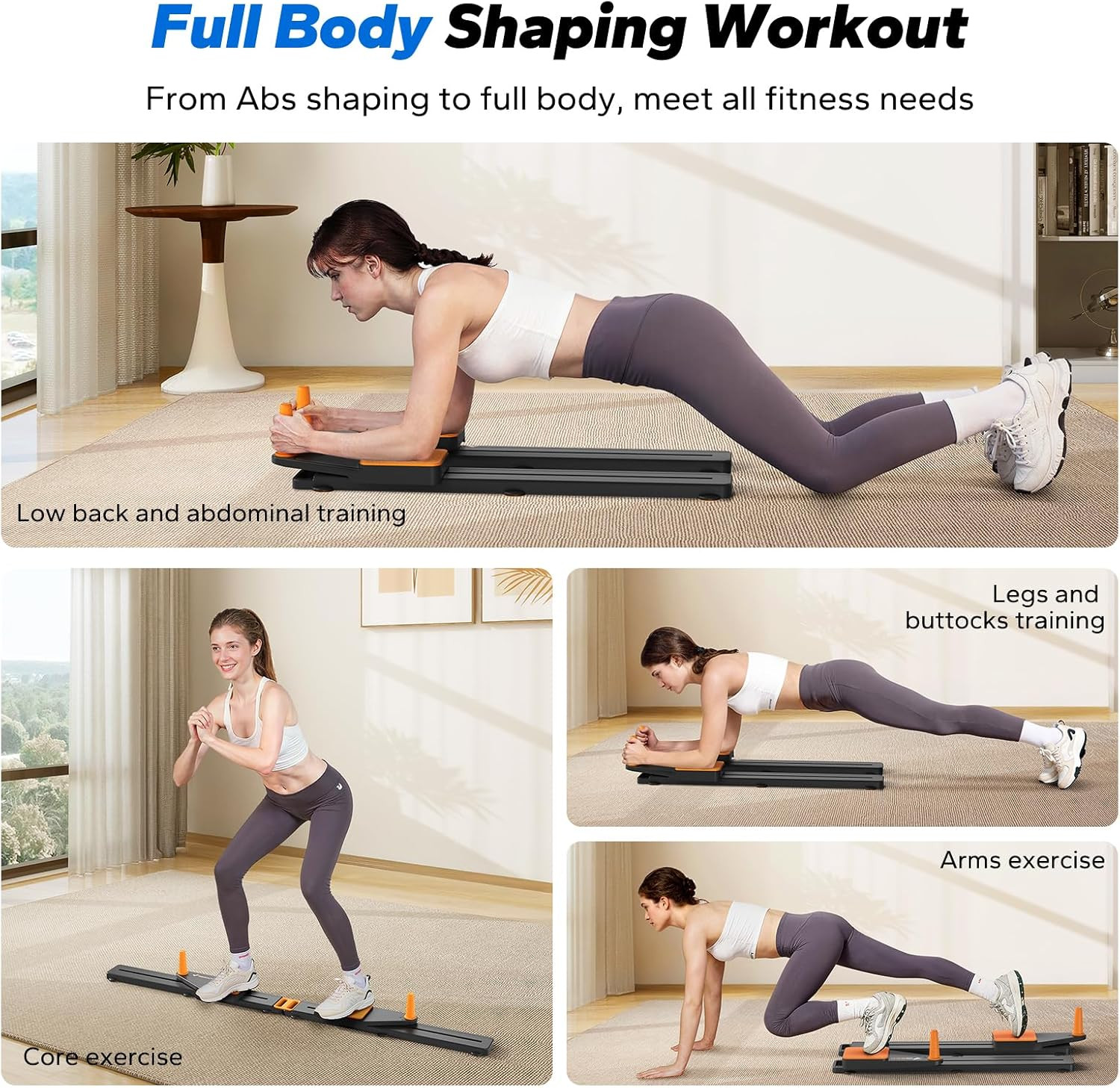Pilates Board, Multifunctional Abdominal Plate, Detachable Ab Trainer Machine wi