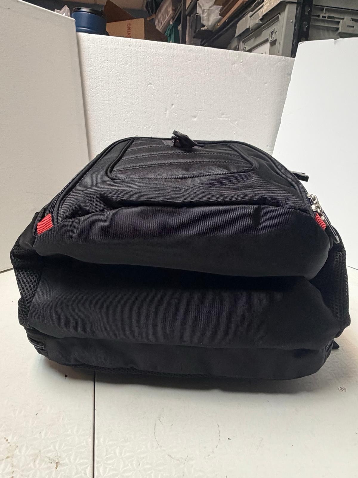 SHRRADOO Black Backpack , Padded Straps, 3 Pockets, USB Heavy Duty
