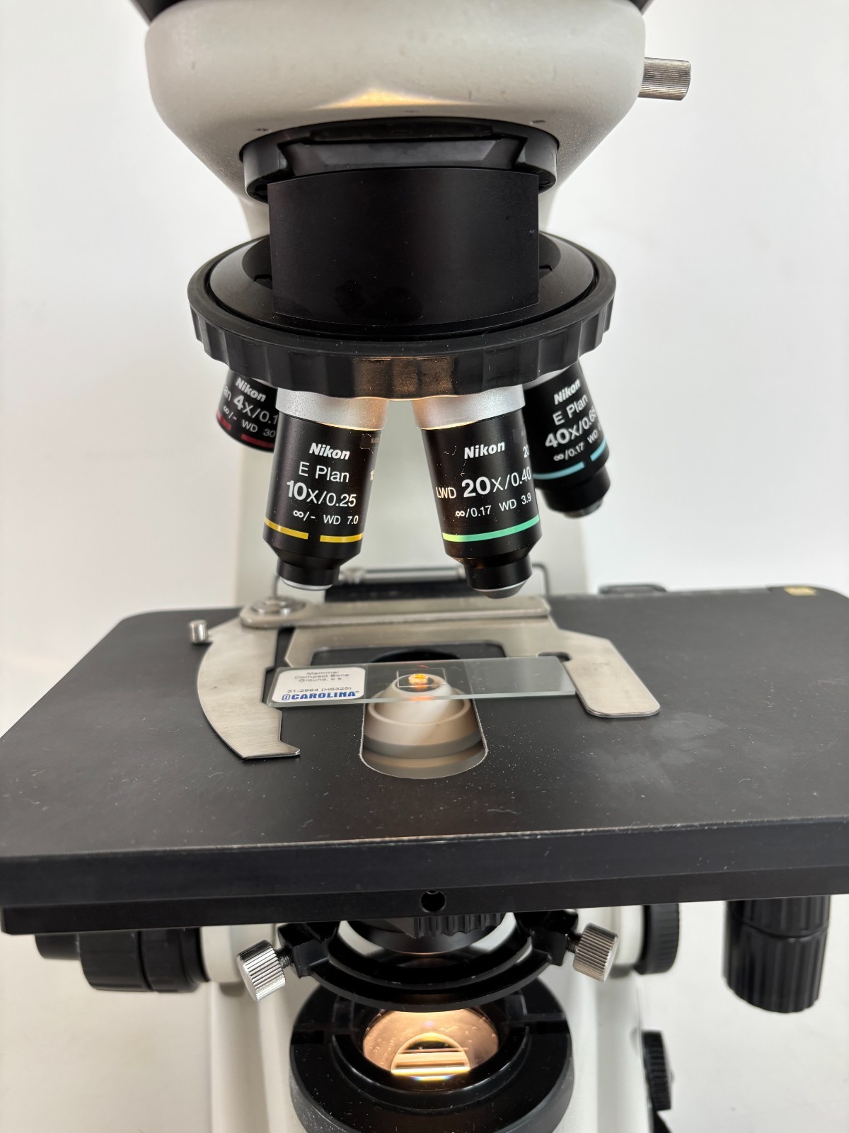 Nikon Eclipse 50i Microscope with 4X, 10X, 20X, and 40X Plan Objectives-Serviced