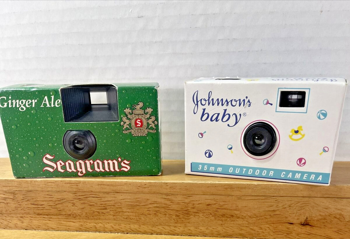 VTG 1994/1998 JOHNSONS BABY/SEAGRAMS 1 Time use Outdoor Cameras COLLECTIBLE READ