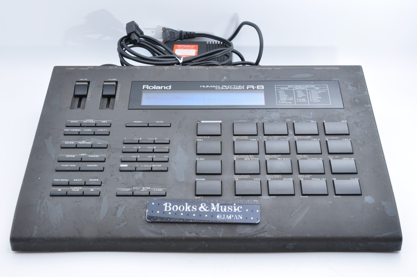 Roland R-8 Human Rhythm Composer Made in Japan 1990 w/Adapter Working CC07440