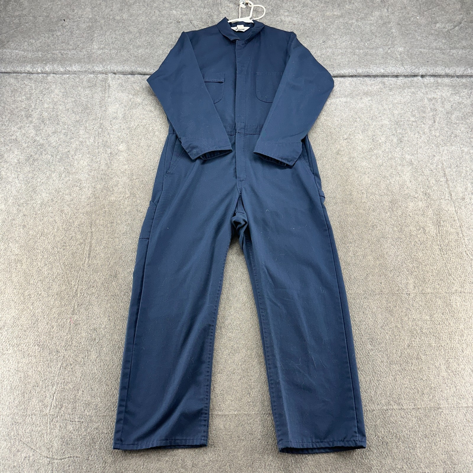 Roebucks Coveralls Mens 44R Blue Canvas Utility Pocket Mechanic Workwear USA 90s