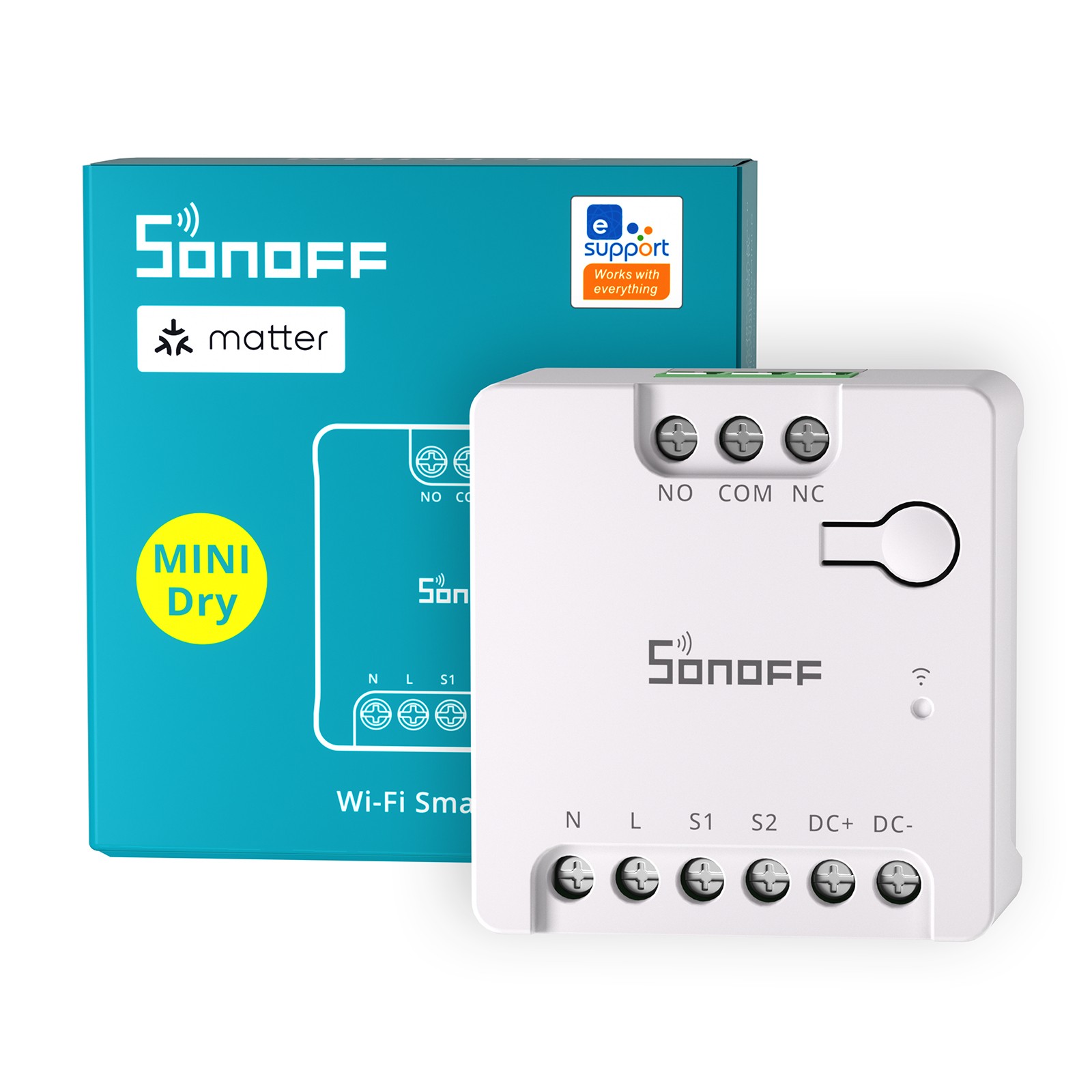 SONOFF MINI-D Dry WiFi Smart Switch, Matter Dry Contact Relay AC/DC Power Supply