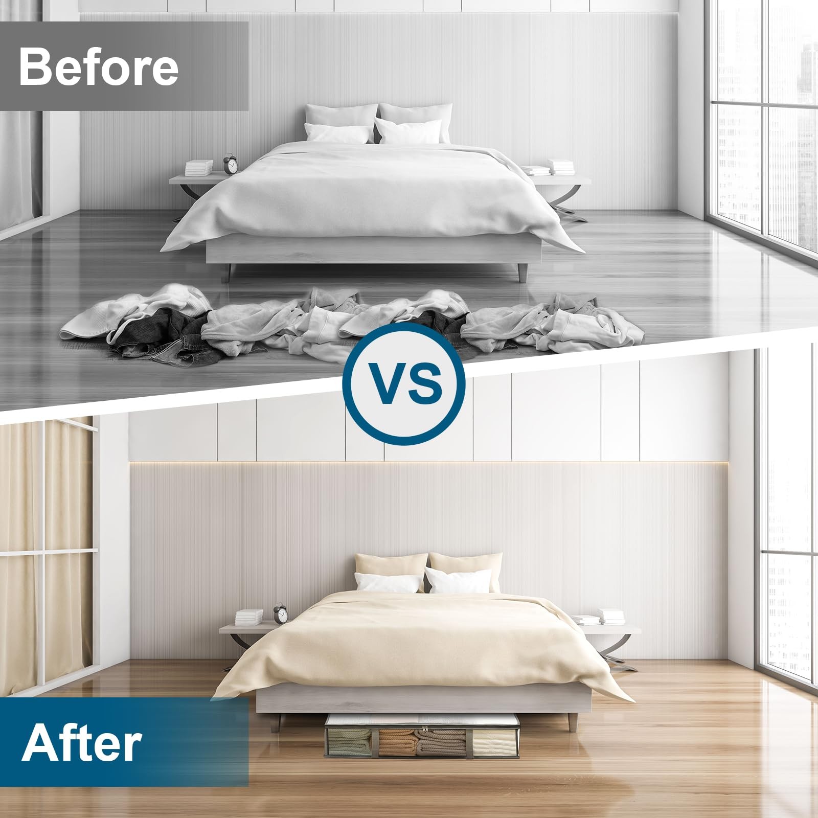 2 Pack Under Bed Storage Containers Bins, HumidProof Plastic Underbed Storage...