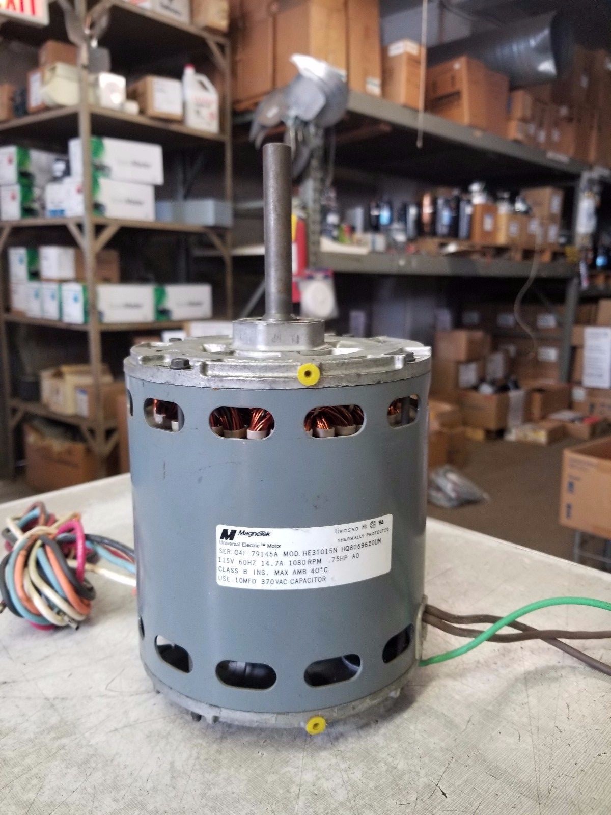 MAGNATEK HE3T015N 3/4HP 115/1/60 RPM 1080 CCW ROT.  SHAFT END 48 FR W/ RUN CAP