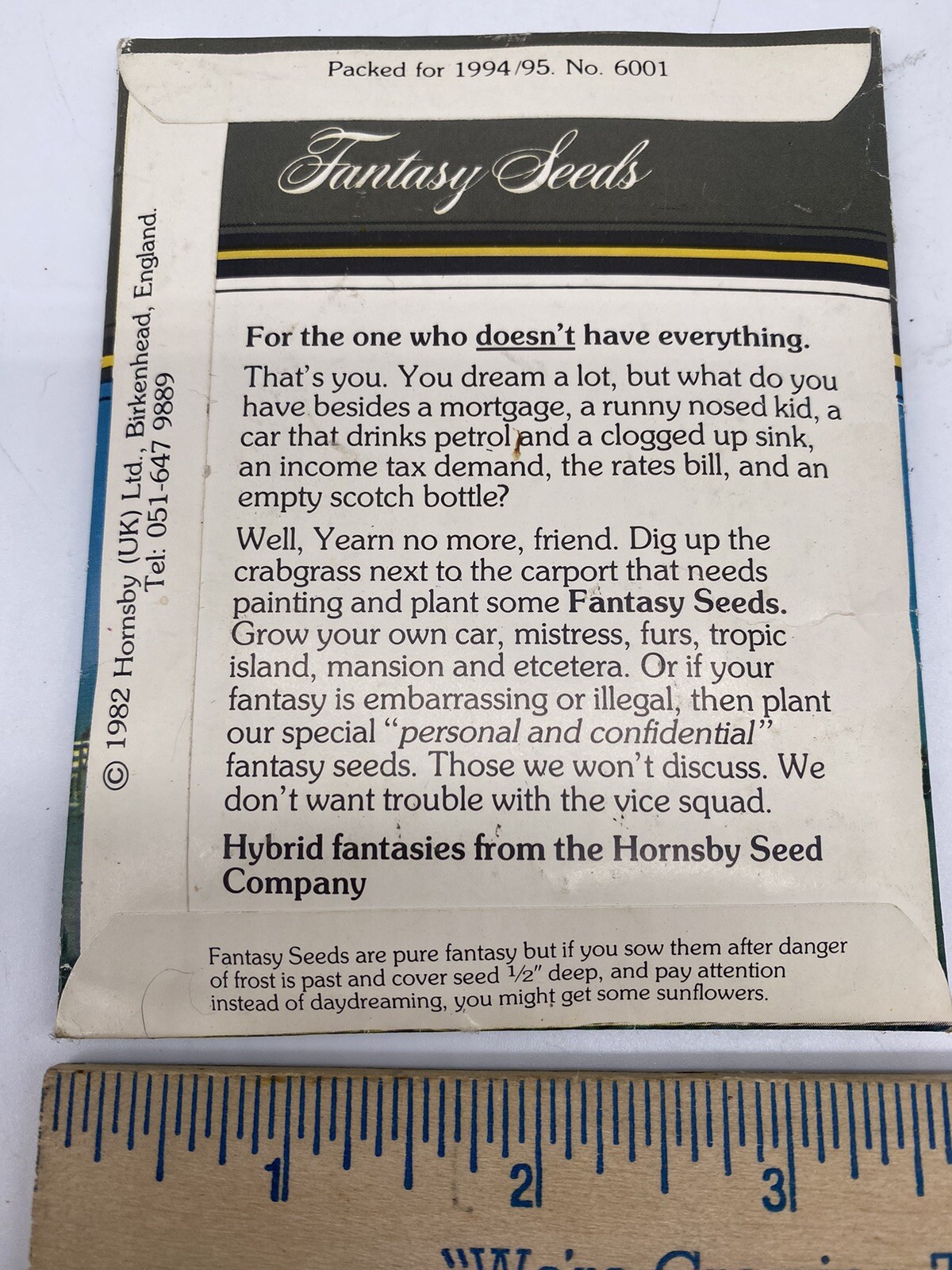 1982 vintage Fantasy Seeds, Grow Your Own Yacht gag gift RARE