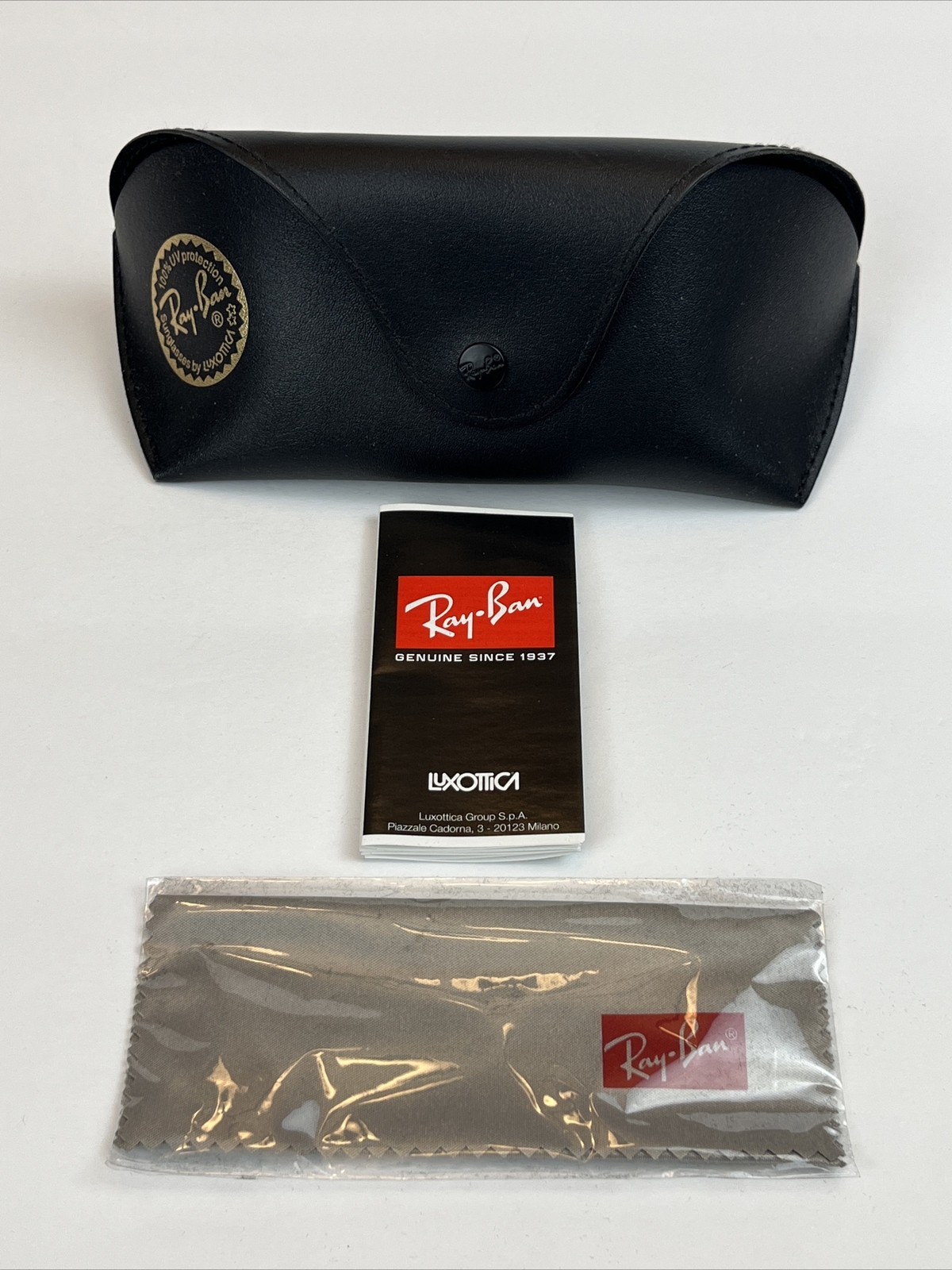 RAY BAN Luxottica Soft Black Sunglasses Large CASE ONLY Belt Loop Cleaning Cloth