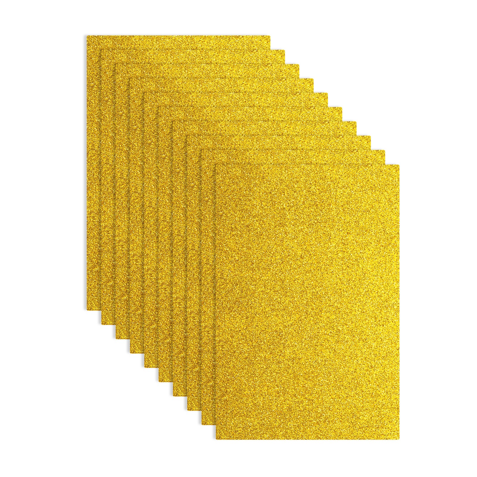 10Pcs Yellow Glitters Foam Sheets, 8"x12" Sparkle EVA Foam Sheets(1.5mm Thick)