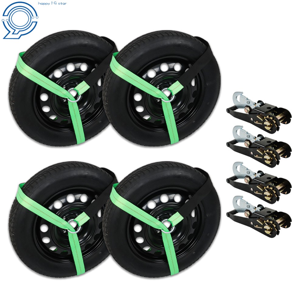 Car Tie Down with Snap Hooks Lasso Style (4 Pack)  2 Inch x 96 Inch For Trailer