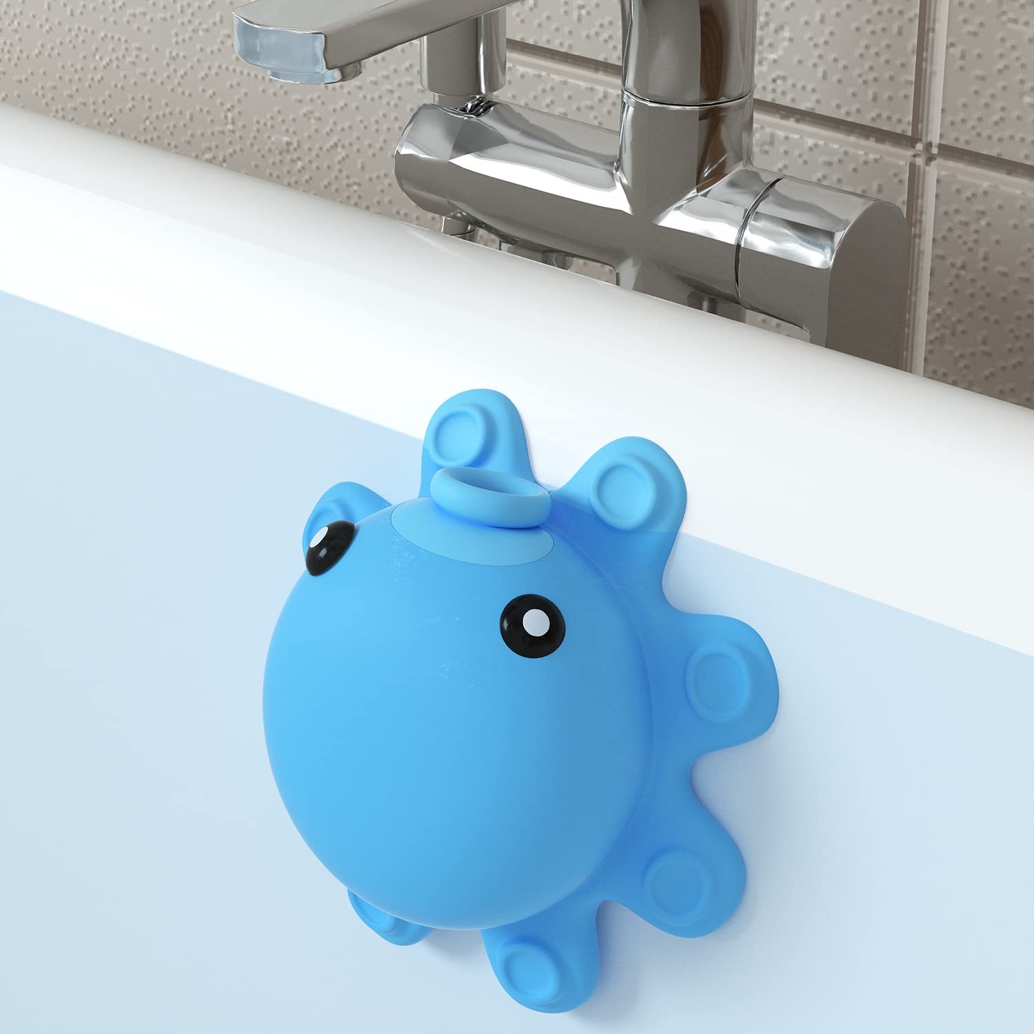 Bathtub Overflow Drain Cover Tub - Silicone Bathroom Blue