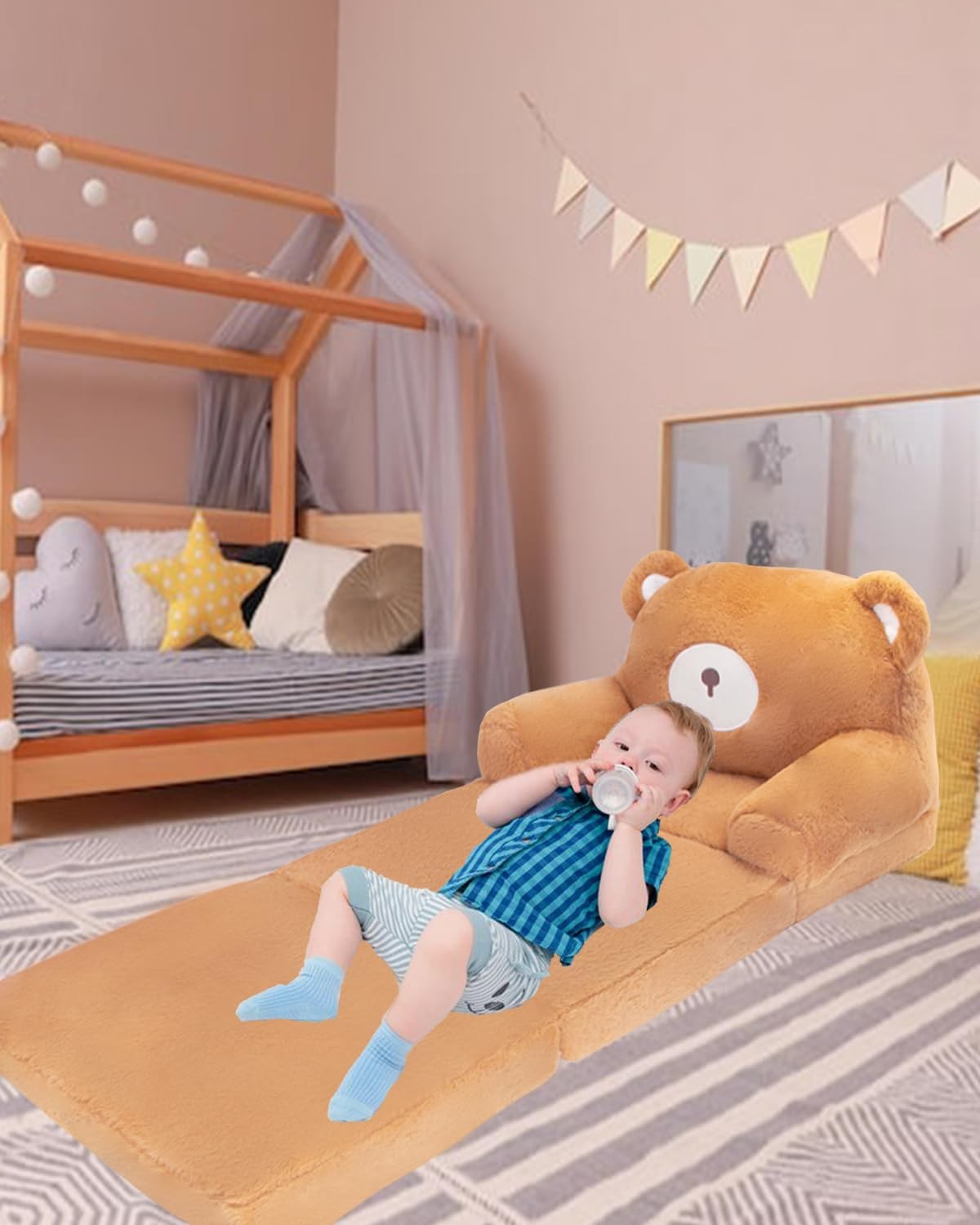 Chair Couch: 2-in-1 Chairs Comfy Sofa Fold Out for Girls and Boys 1-3 Years O...