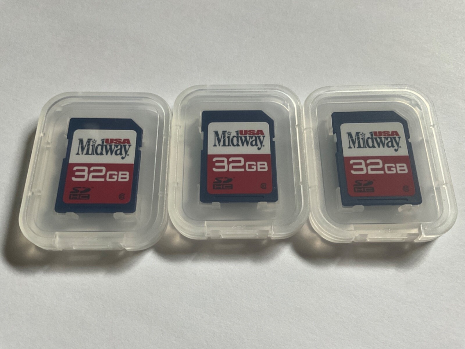 Lot of 3pcs 32gb USA Midway SDHC MEMORY CARDS NIKON CANON CAMERAS