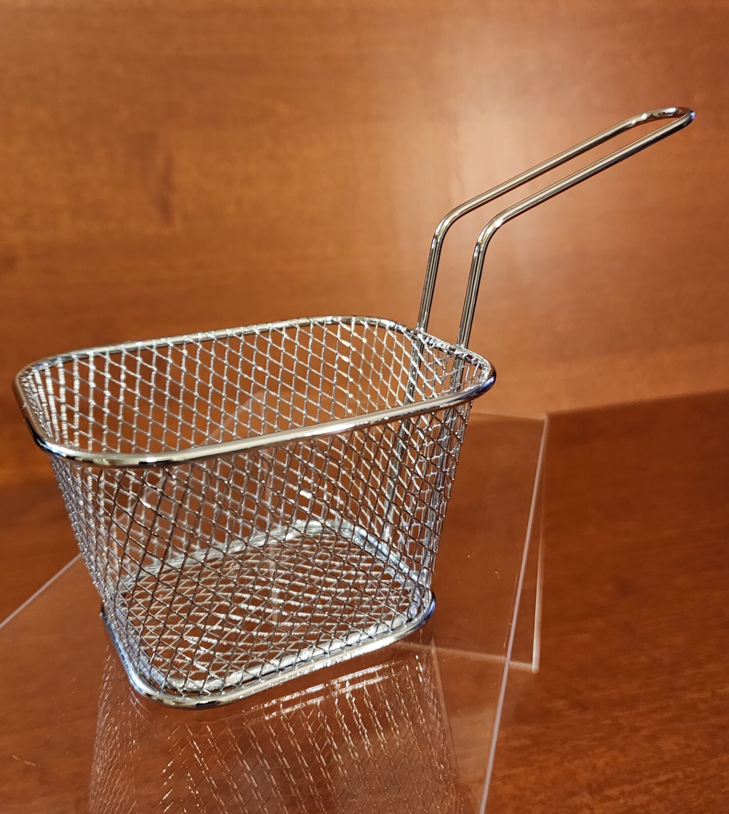 1pc Mini Rectangle Basket Deep Fryer Single Small Stainless Steel French Fries