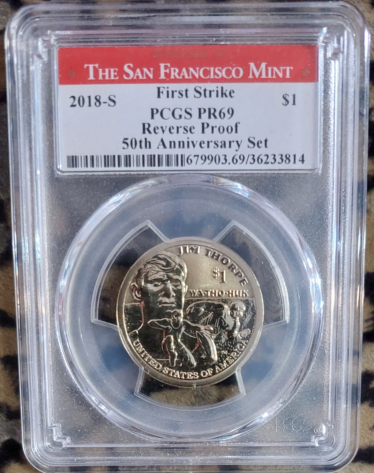 ✰ 2018 S JIM THORPE Football Native American $1 REVERSE PROOF Dollar PCGS PR69 ✰