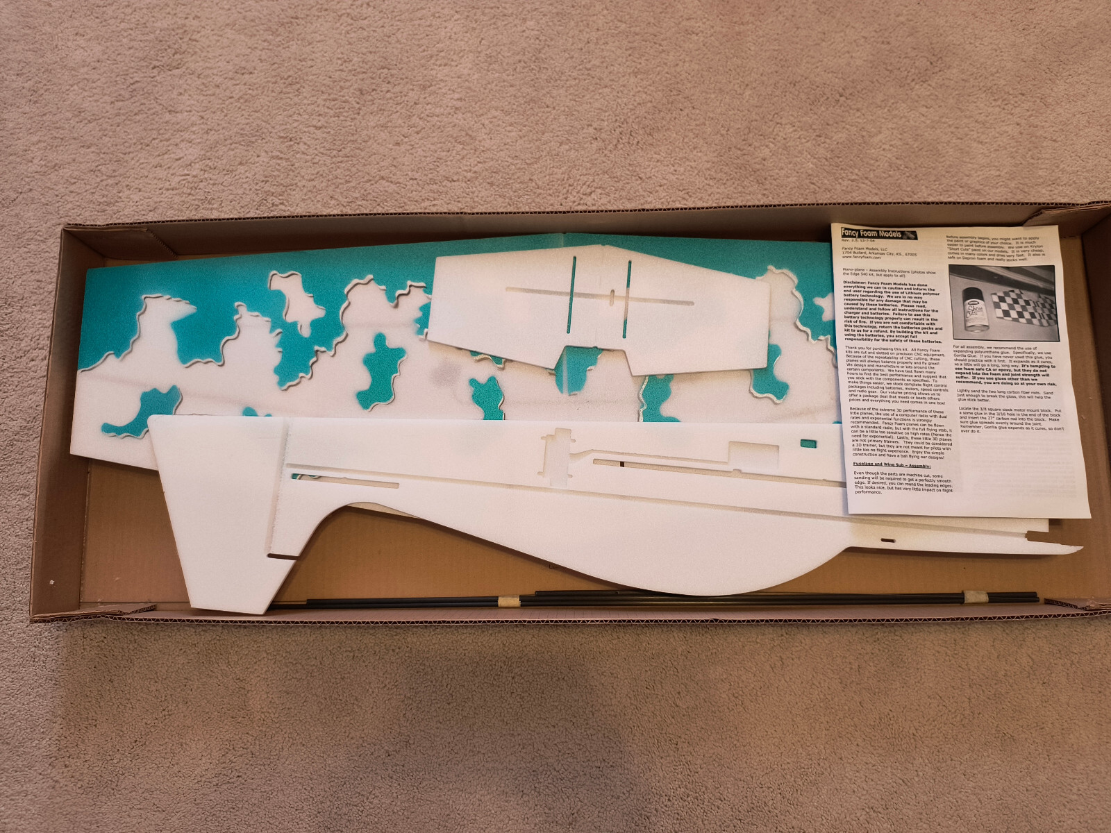 Fancy Foam Wing Span 37" Printed Includes Manual and Rods
