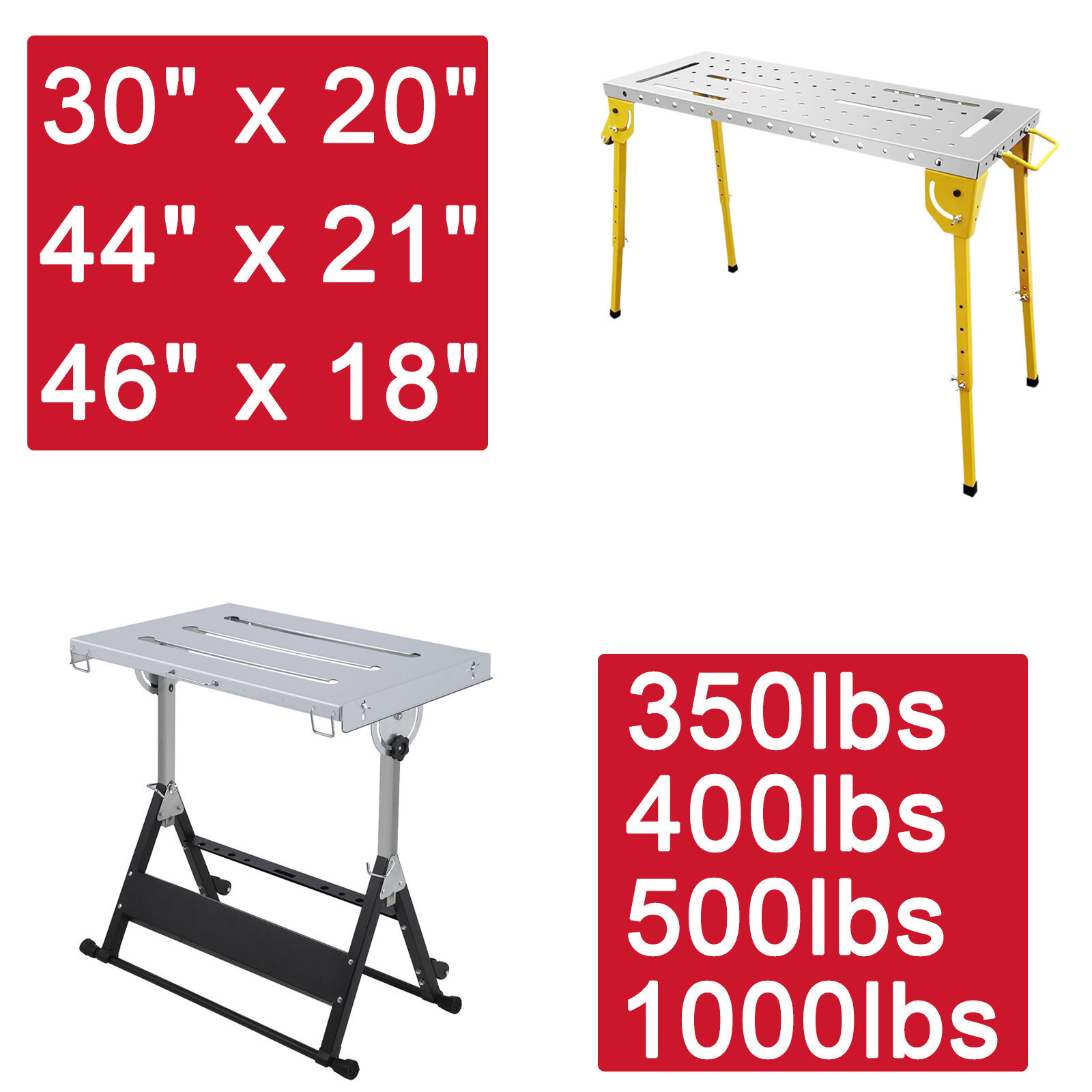 30"x21"/44"x21"/46"x18" Welding Table Portable Welding Cart w/Casters for Garage