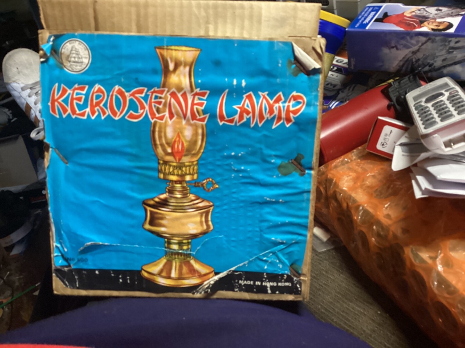Vintage Sail Boat Brand  Glass Kerosene Lamp No. 500 Made In Hong Kong