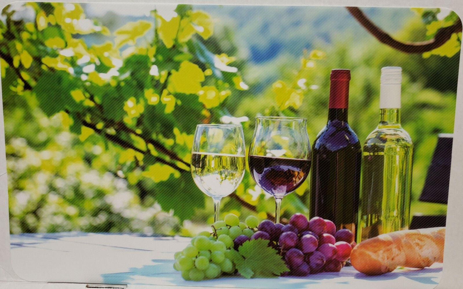 12 pc 3D Thin Plastic Set: 6 PLACEMATS & 6 COASTERS, WINE & GRAPES, Mirtex