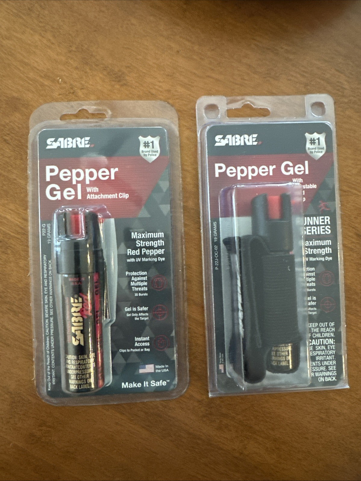 Sabre Pepper Spray Gel with Attachment Clip x2