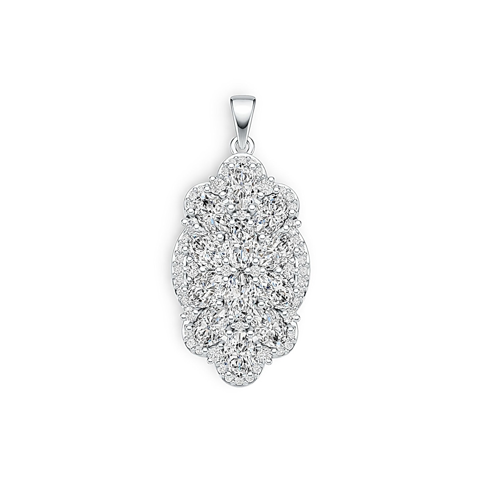 Sterling Silver Semi Mount Pendant Setting Oval OV 6X4mm with White Topaz