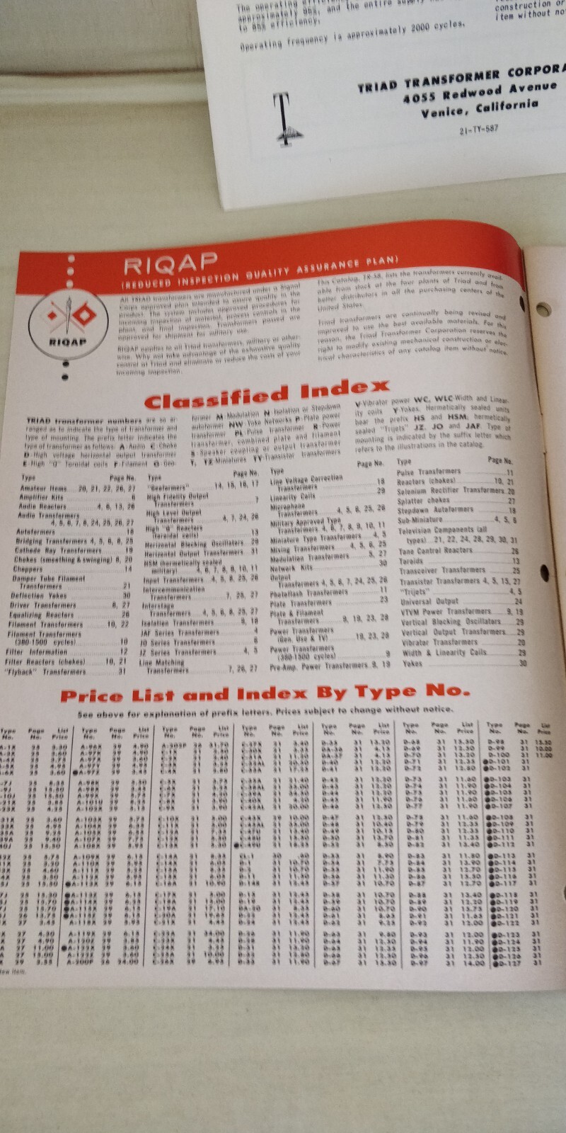 1958 Triad - Catalog - Transformers + More + Tv Components
