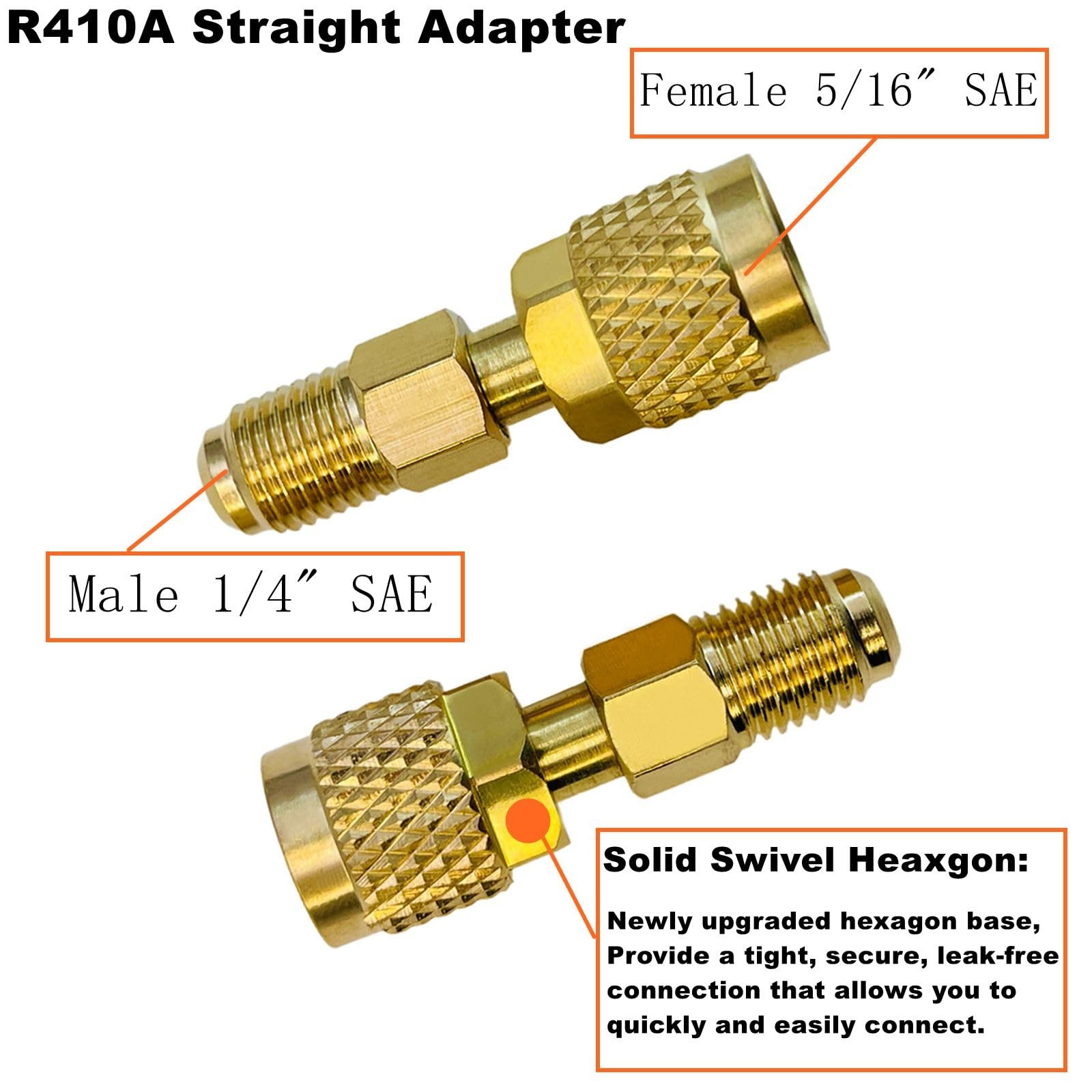 R410a Adapter for Mini Split 2 Straight + 2 Angled +2 Tank Adapters, Brass