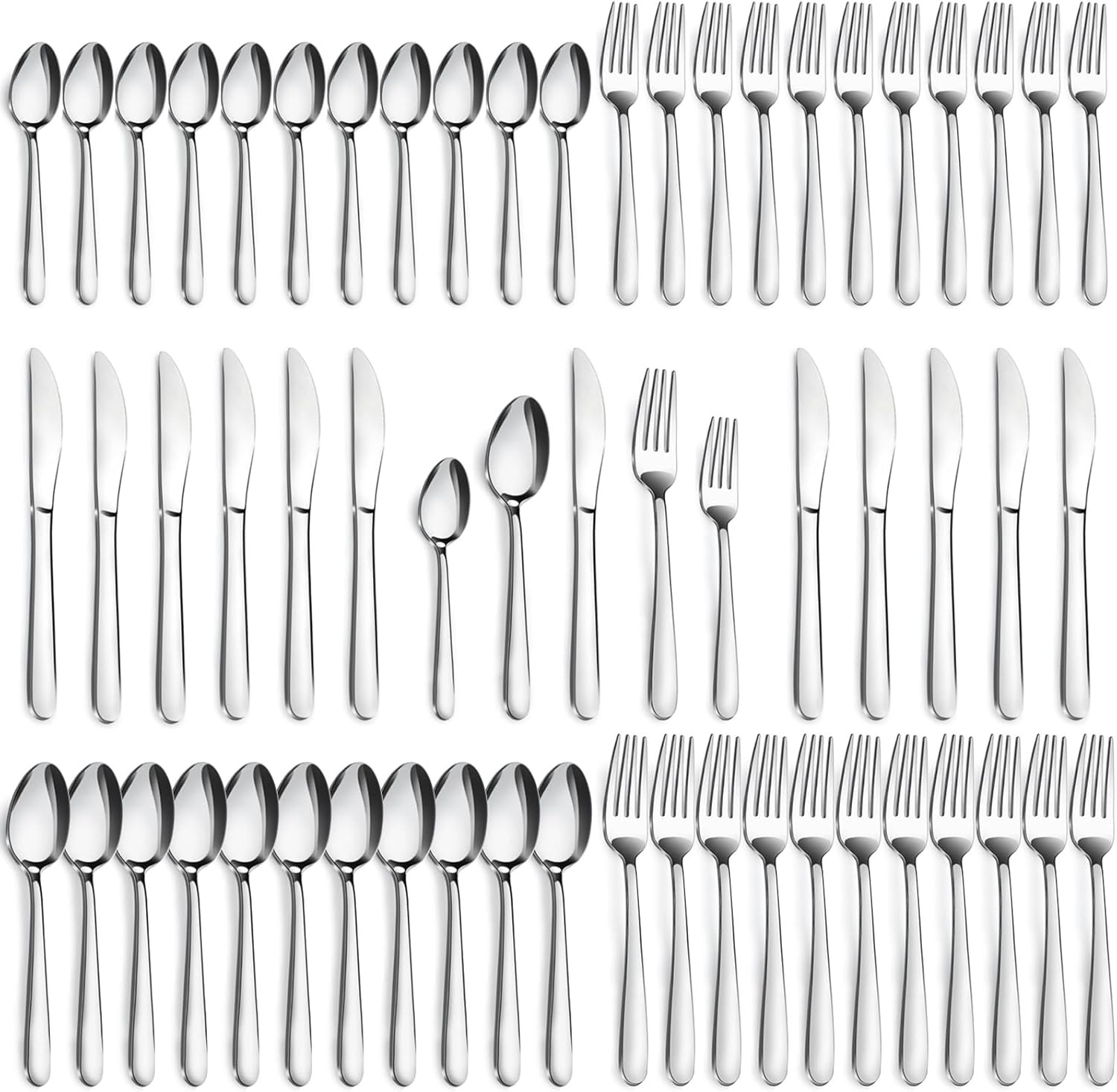 60-Pcs Silverware Set Service for 12 Premium Stainless Steel Flatware Set Inc