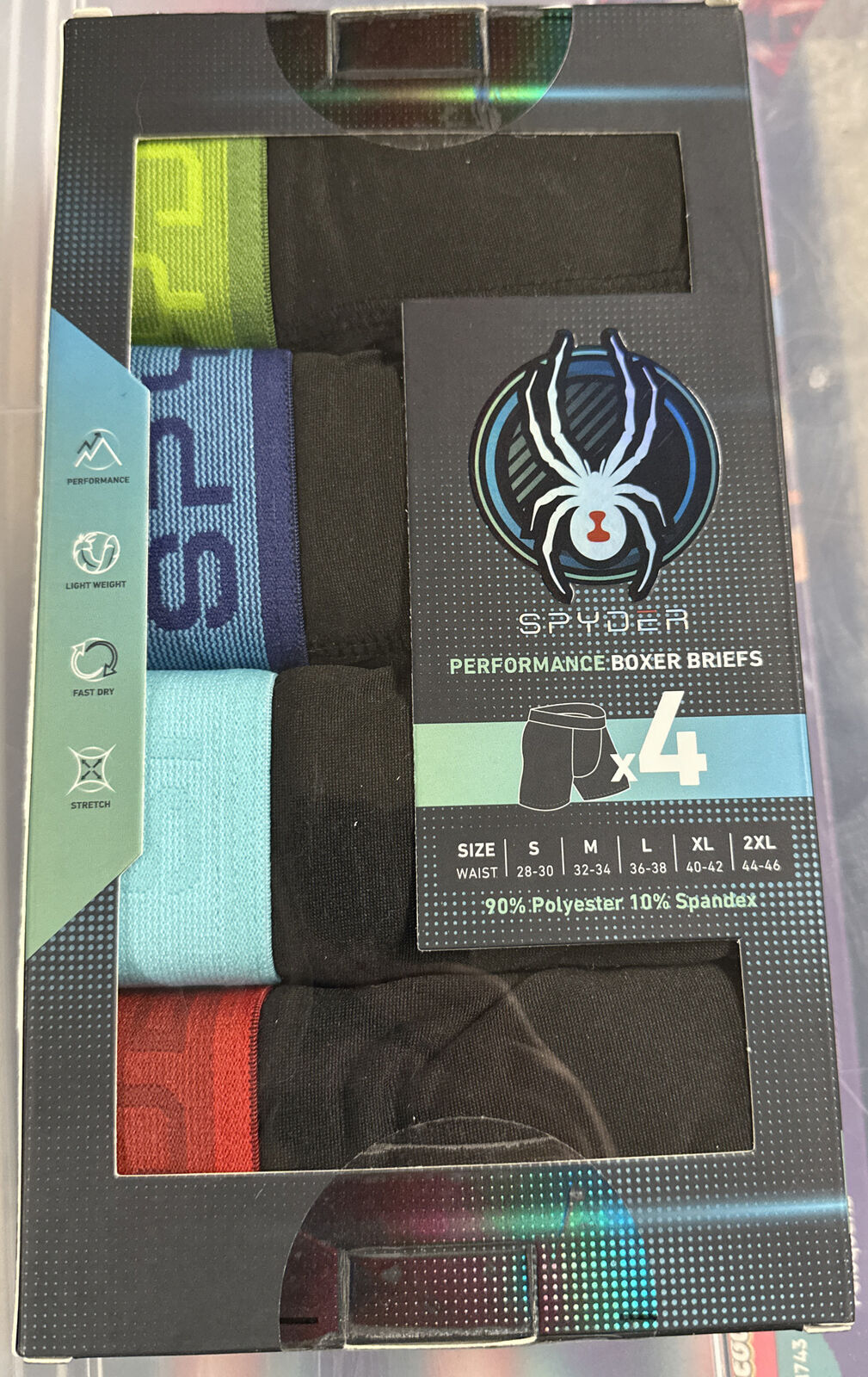4 Pck SPYDER MEN MESH PERFORMANCE STRETCH Boxer Briefs BLACK Medium Large XLarge