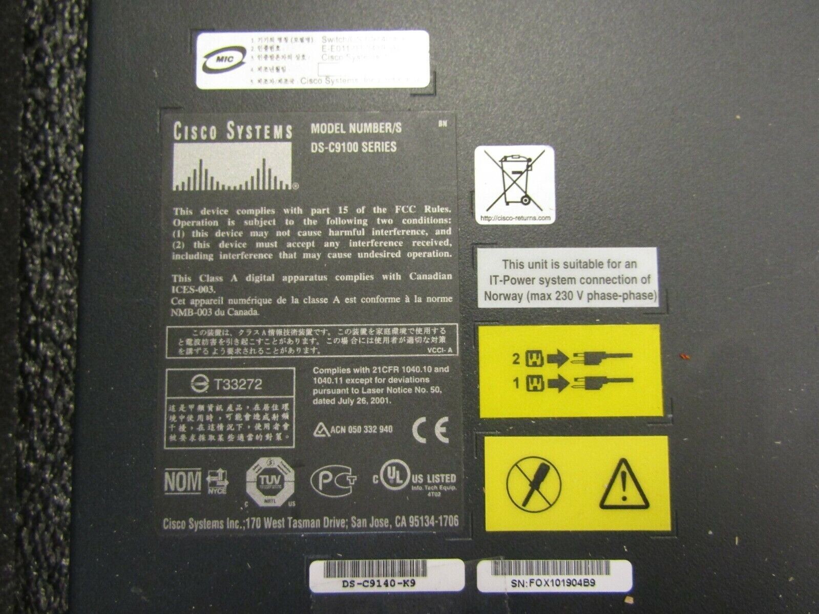 A7427A CISCO MDS 9140 MULTILAYER FABRIC SWITCH CHASSIS P