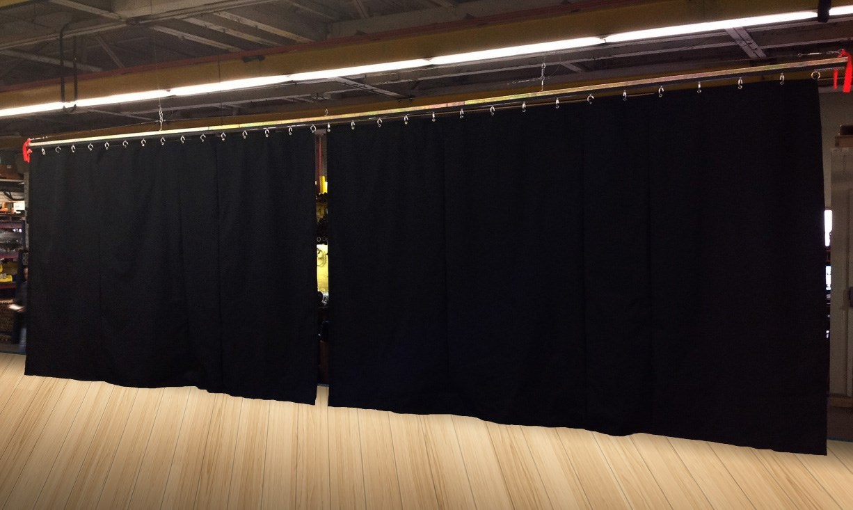 Lot of (2) Black Stage Curtain/Backdrop/Partition, 11 H x 15 W each, Non-FR