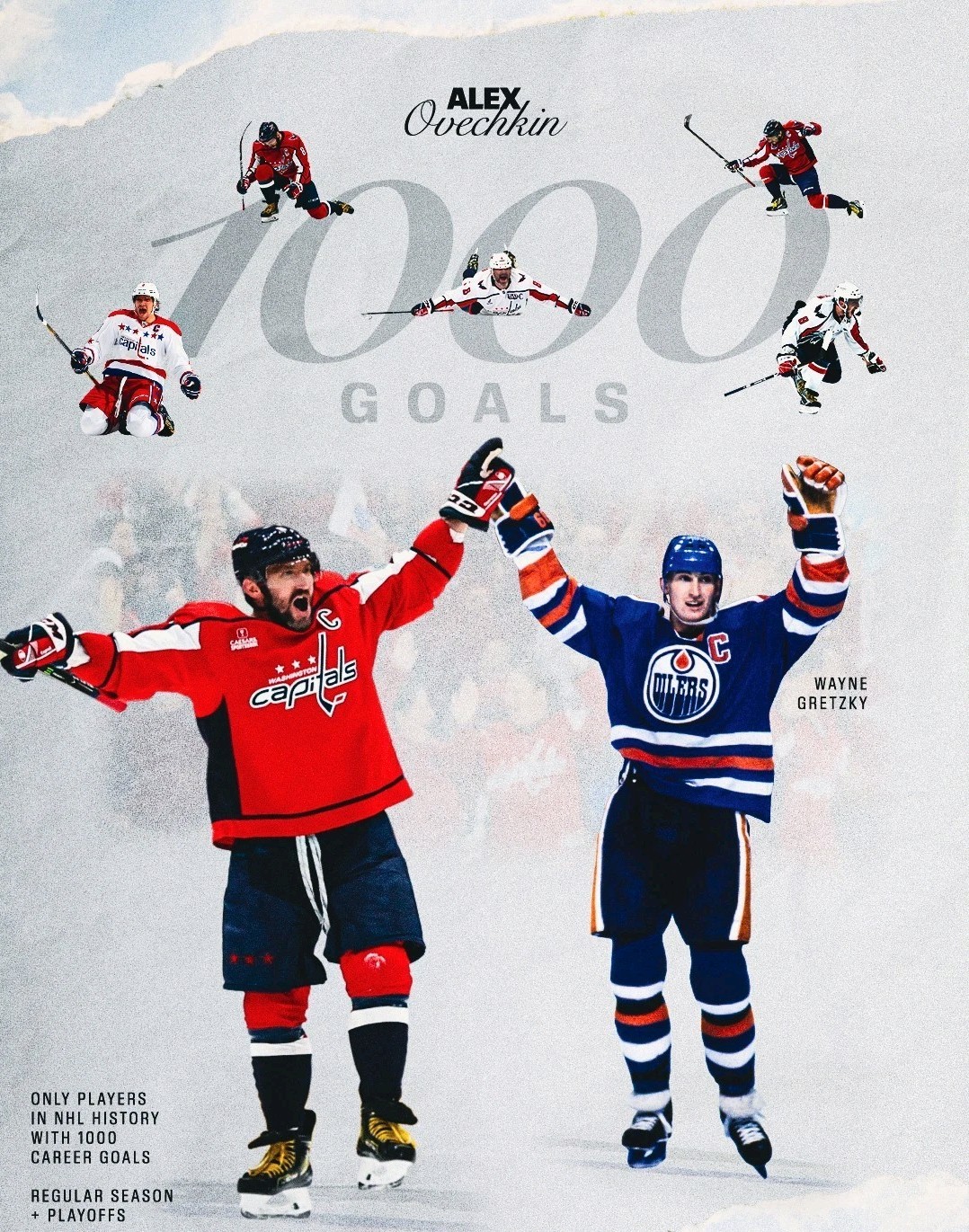 ALEXANDER OVECHKIN & WAYNE GRETZKY 1000th Career Goals 8 x 10 Photo NHL HISTORY!