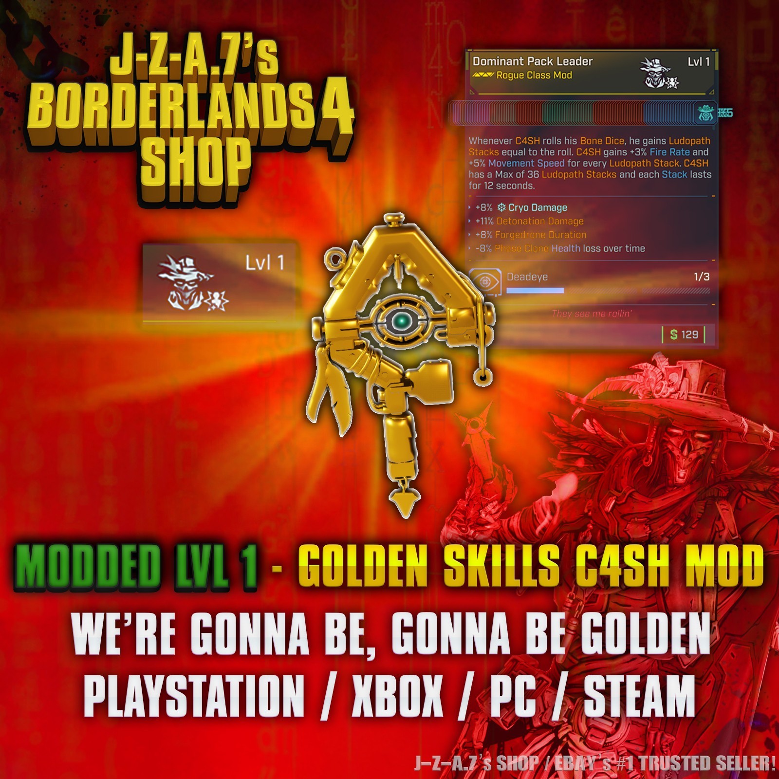 Borderlands 4✨ MODDED LEVEL 1 GOLDEN ALL SKILLS C4SH CLASS MOD BL4 ✅PC-PS-XBOX✨