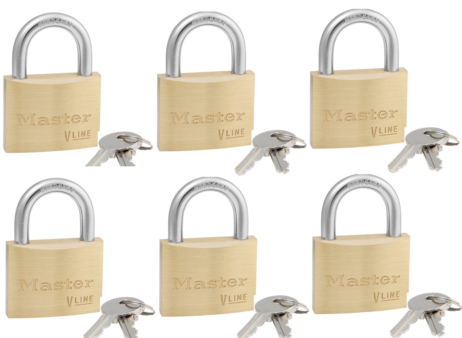 new Master Lock 4150KA 43242 Brass Set of 6 Keyed Alike
