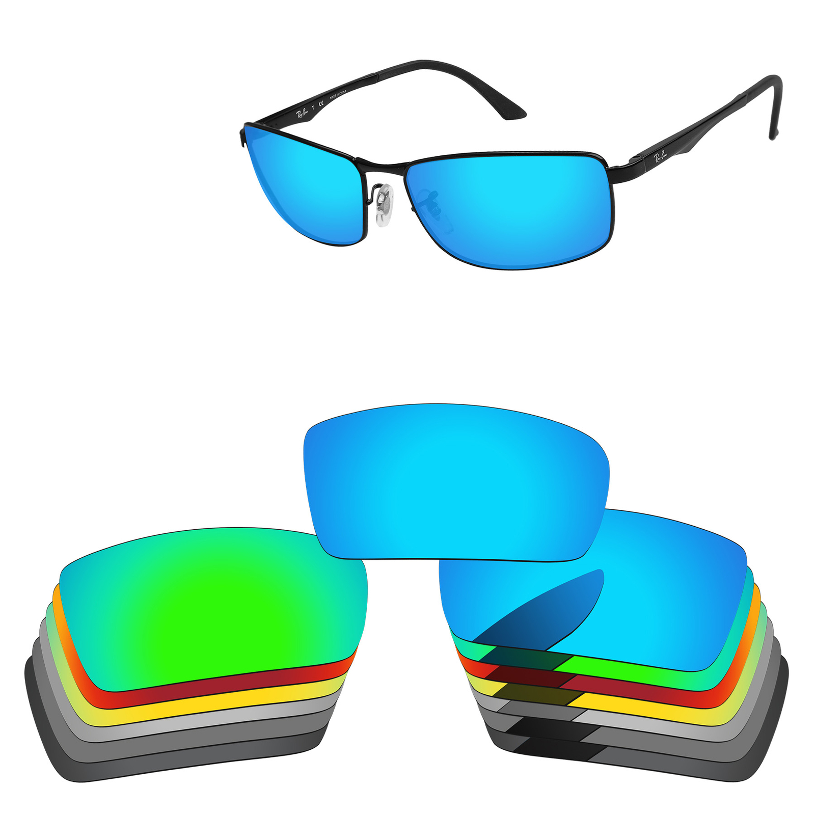 Lenslog Polarized Replacement Lens For-Ray-Ban RB3498 61mm Frame -Colors