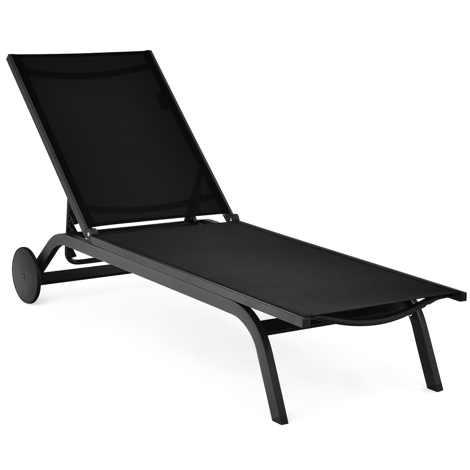 Patio Chaise Lounge Sling Armless back Adjustable Outdoor Black