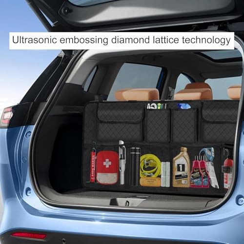 Car Trunk Organizer and Storage, Large Capacity Backseat Hanging Storage Black