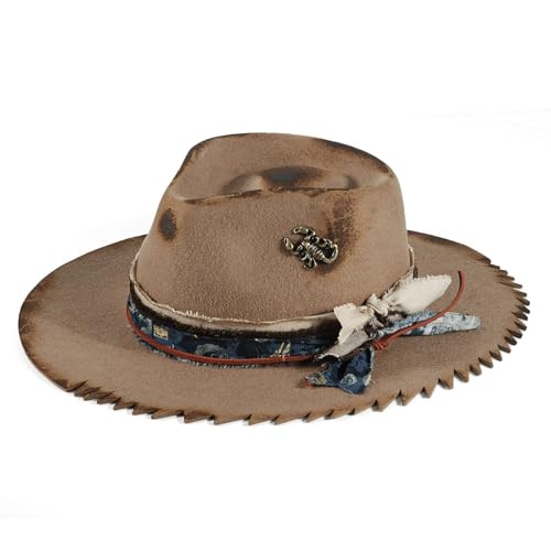 Vintage Mens Fedora Firm Wool Women Felt 7 5/8-7 3/4 Rdg-burnt Camel Scorpion