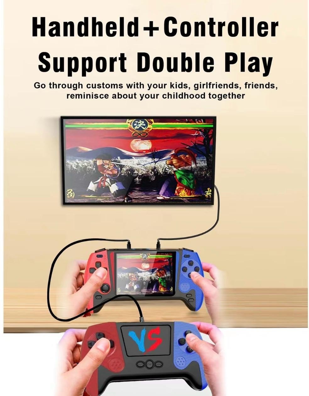 Handheld Double Player Game Console With 500games,3.5inch Screen, Classic Retro