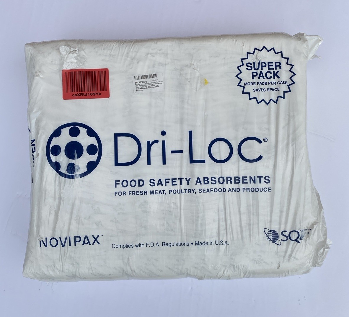 2000 Case 4 x 6.5 40g Dri-Loc Durable Absorbent Pads for Meat Fish Poultry