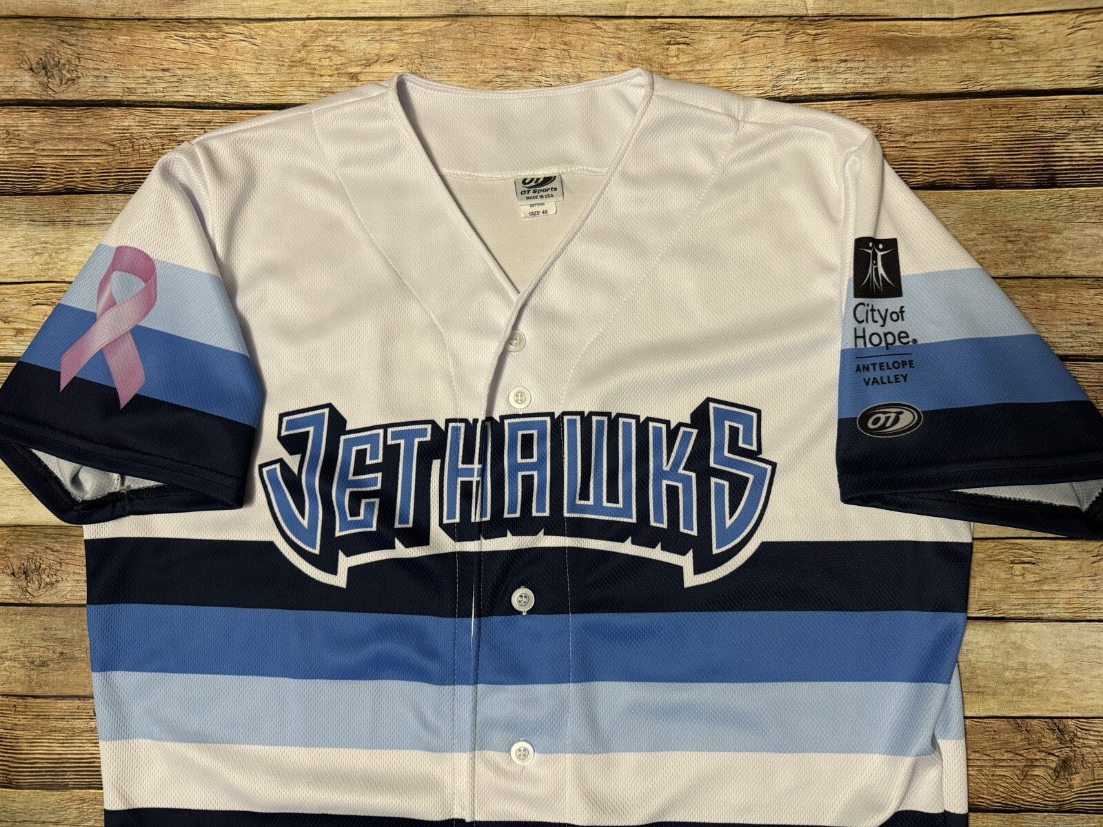 Lancaster JetHawks Game Used Signed Jersey Breast Cancer MiLB Astros OT 46 Large