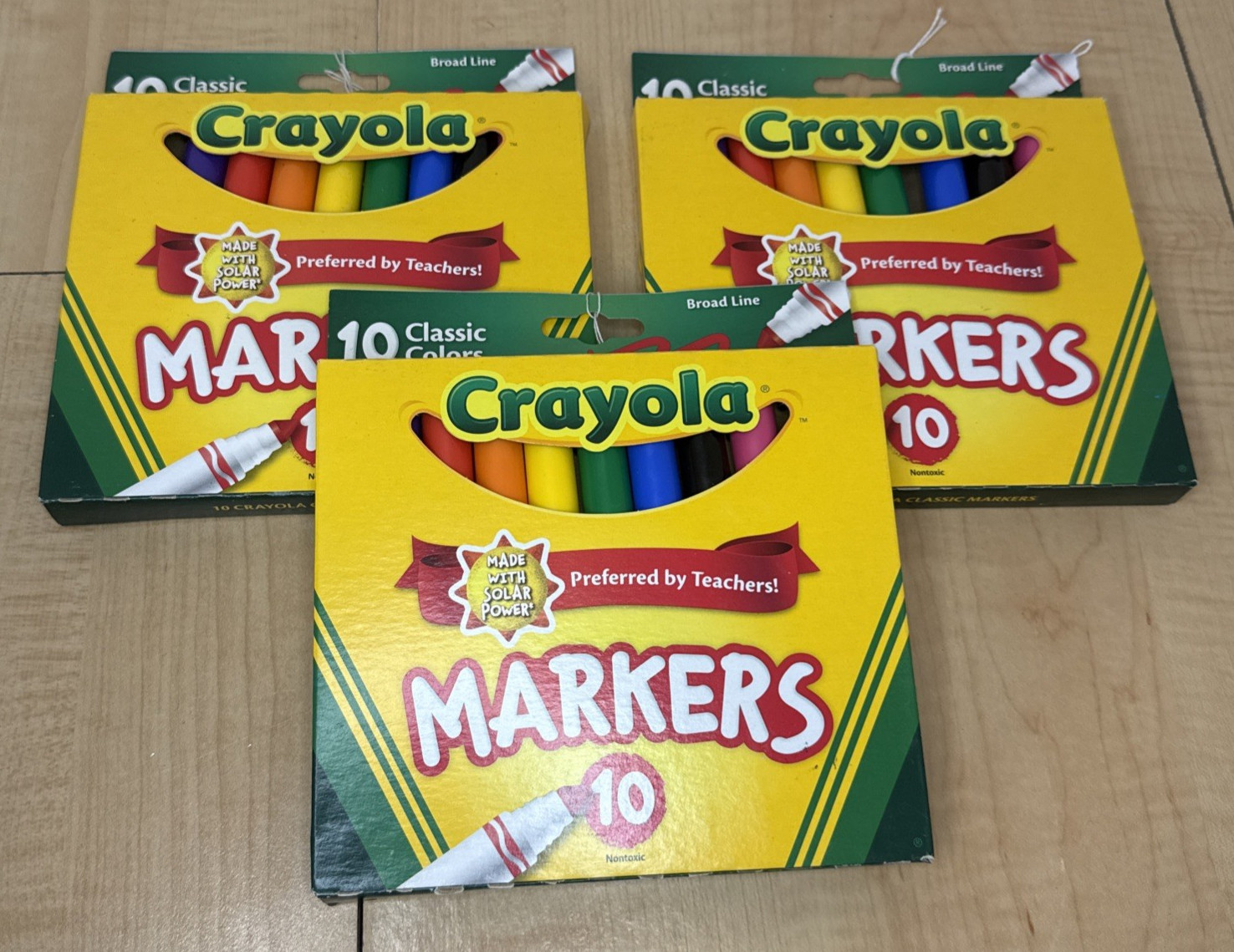 Crayola Broad Line Markers 10 Classic Colors Kids Art Lot of 3 Packs